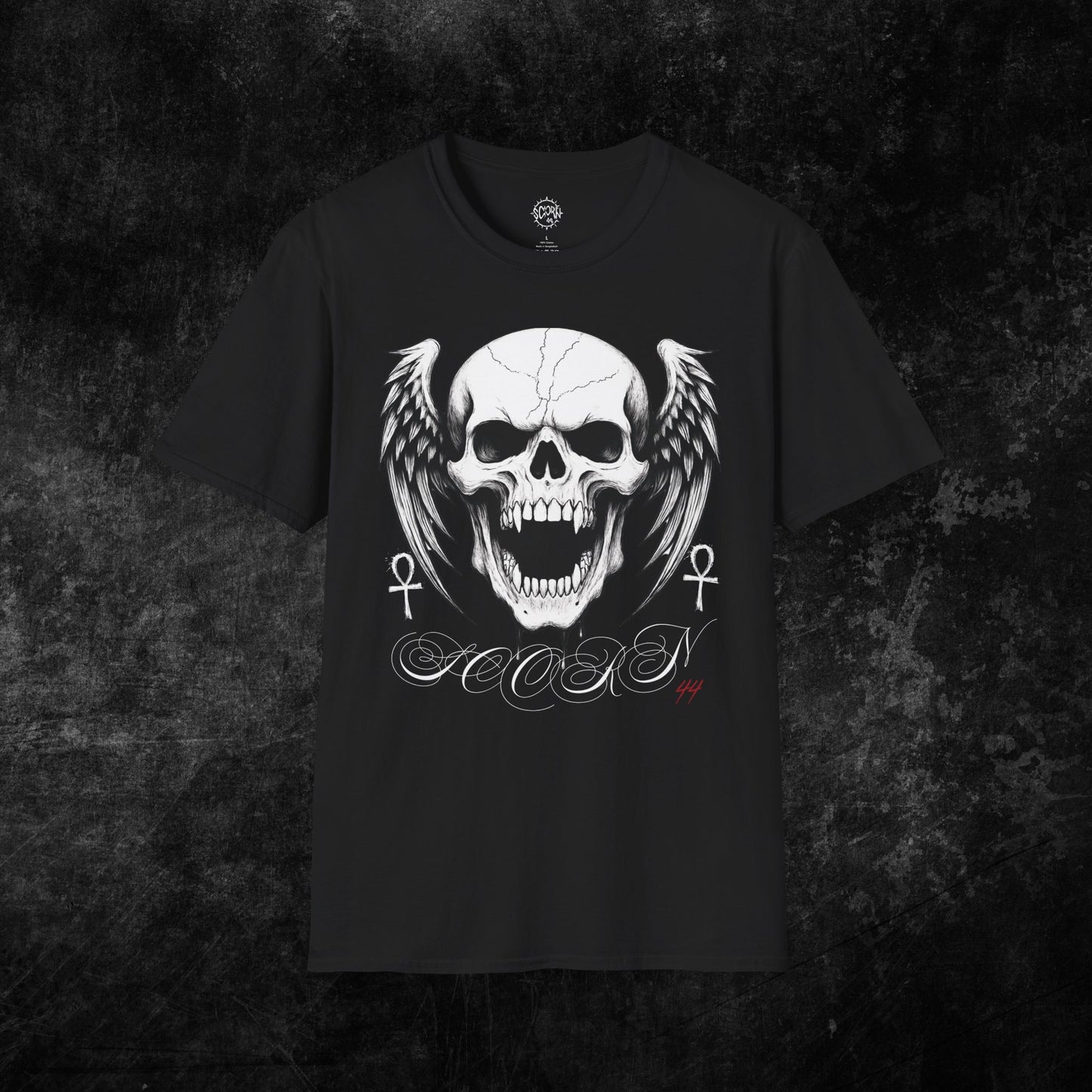 Skull and Wings Graffiti - Scorn44 Graphic Tee